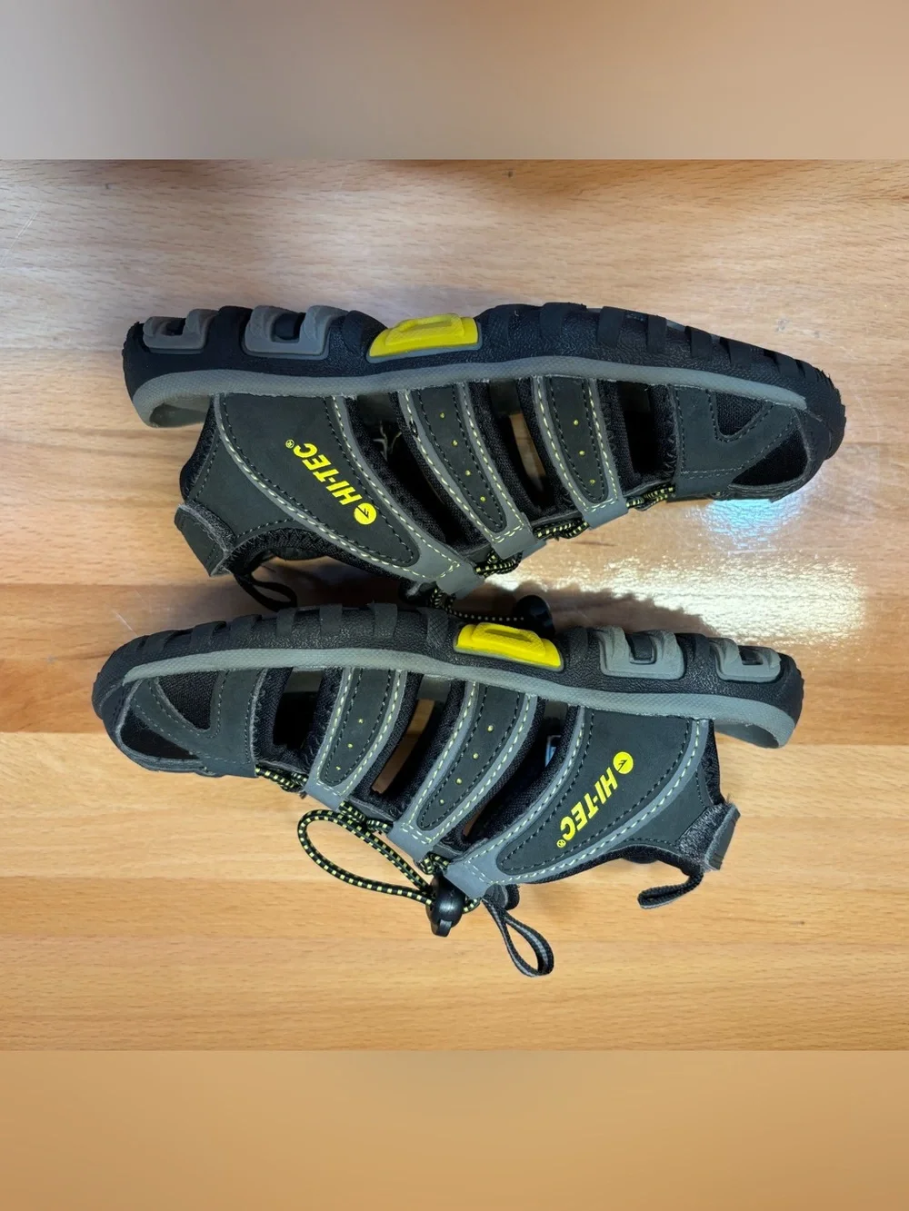 Hi-Tec Black Kids Outdoor Sandals with Yellow Accents